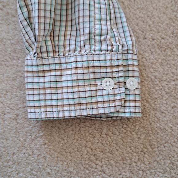 Columbia Sportswear PFG Shirt Men's Large White Tan Green Check Fishing Gear - Picture 4 of 14